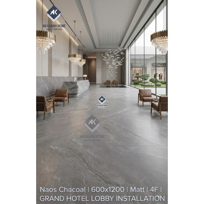 Gạch ốp lát ấn độ 60x120 Naos Charcoal xám mờ vân đá Marble