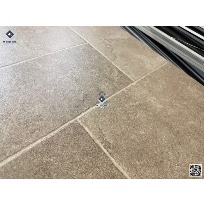 Gạch giả đá ghép Modul 60x120 vân đá Travertine màu nâu hiệu ứng       