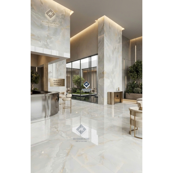 Gạch ốp lát ấn độ 80x160 bóng kiếng xanh vân đá Onyx cao cấp