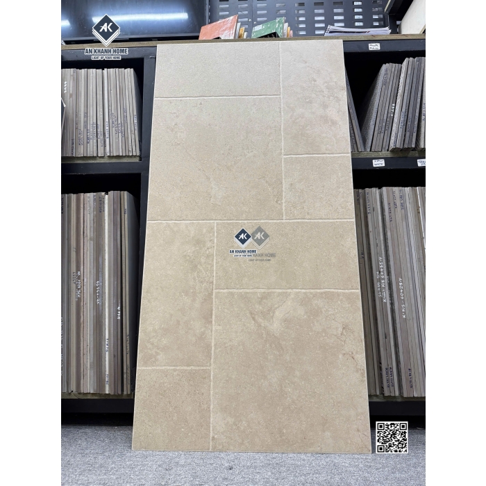 Gạch 60x120 Castle ghép Modul mix size màu kem mờ