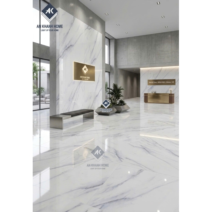 Gạch lát nền ấn độ 80x160 trắng vân mây xám nhạt bóng kiếng