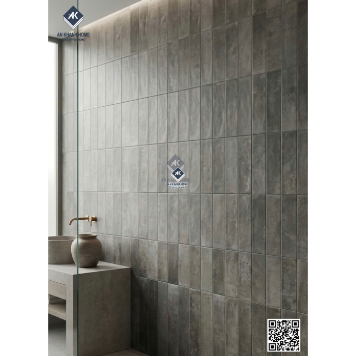 Gạch 40x80 giả thẻ cổ điển mix xám đen