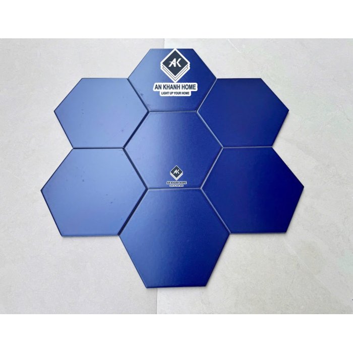 Gạch lục giác màu xanh dương đậm đơn sắc 200x230mm