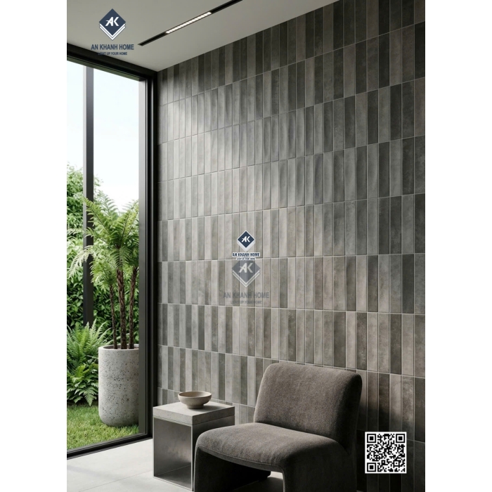 Gạch 40x80 giả thẻ cổ điển mix xám đen