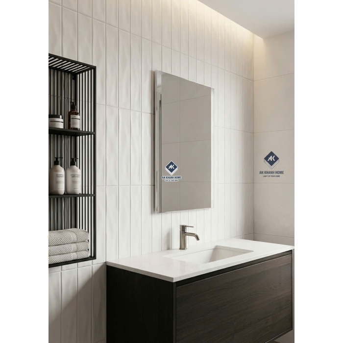 Gạch giả thẻ 40x80 bề mặt lượn sóng màu trắng