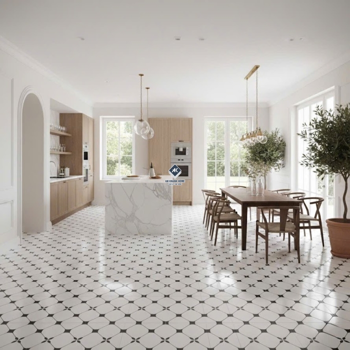 Gạch bông lát nền 30x30 hình thoi trắng đen