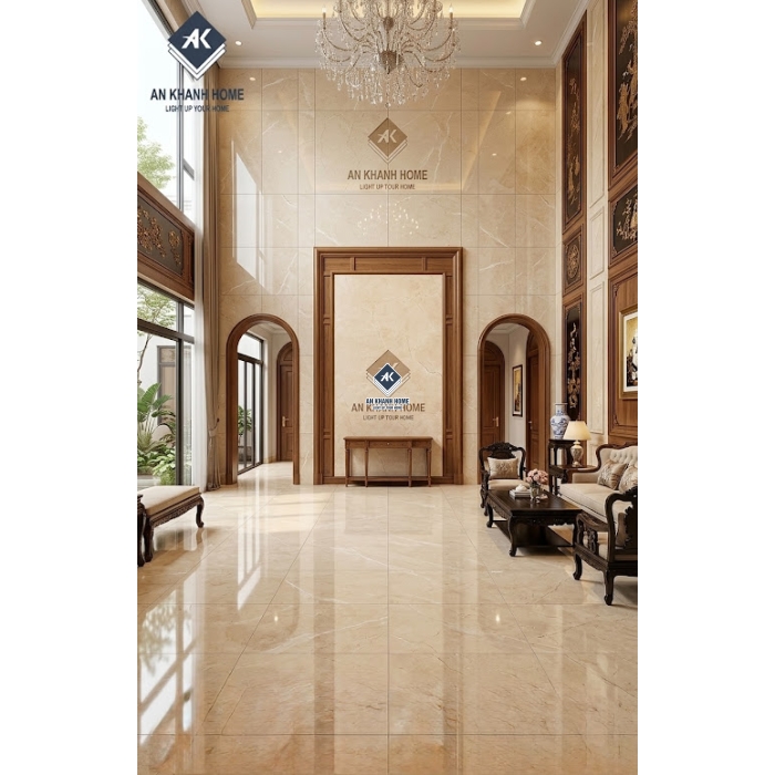 Gạch ốp lát ấn độ 60x120 vàng kem bóng kính