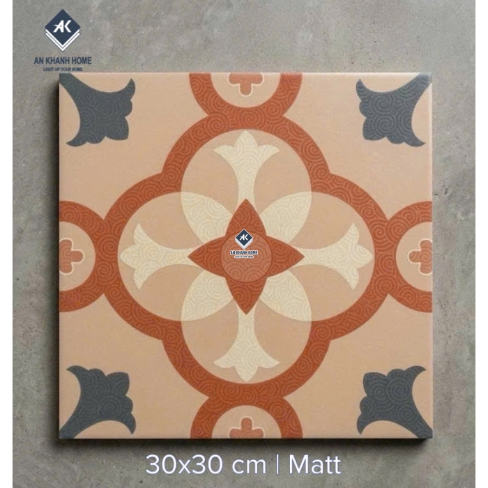 Gạch bông 30x30 men matt hoạ tiết hoa văn cổ điển