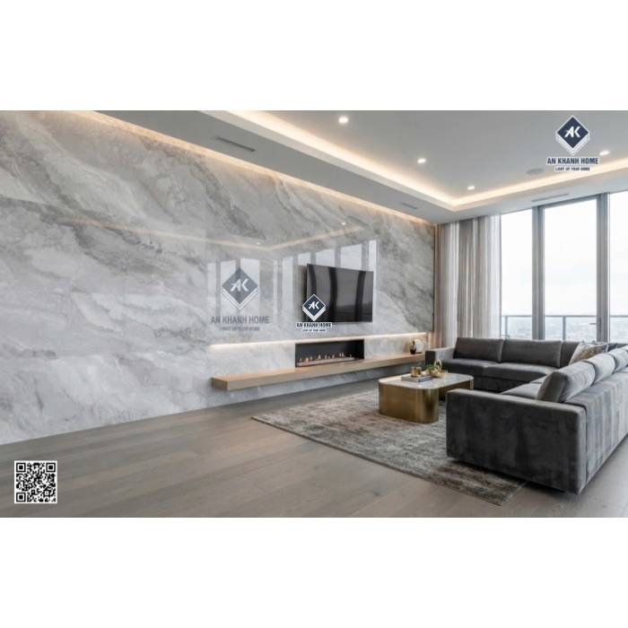 Gạch lát nền Malaysia 60x120 xám ghi vân đá Marble bóng kiếng