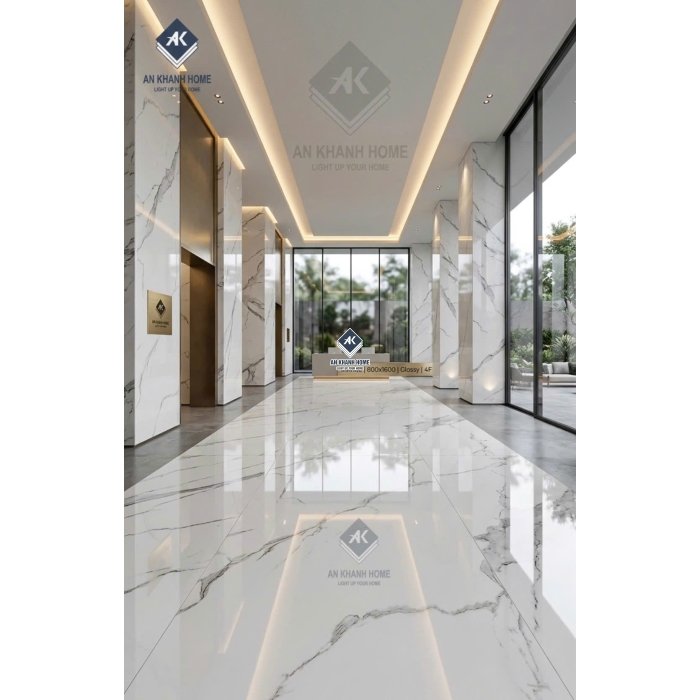 Gạch lát nền ấn độ 80x160cm bóng kiếng trắng vân mây