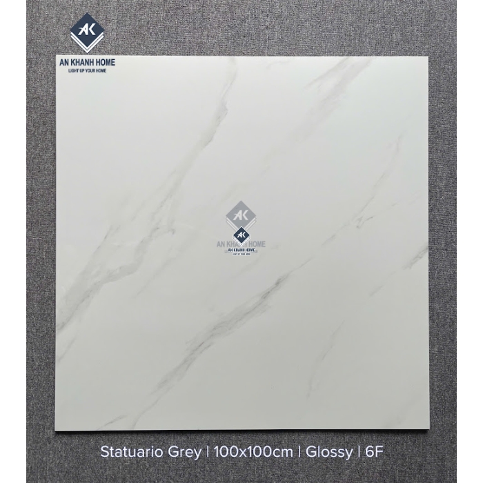 Gạch ấn độ 100x100 màu trắng vân đá Marble Statuario White bề mặt bóng