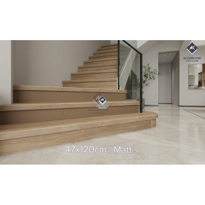 Gạch lát bậc cầu thang vân gỗ 47x120cm bề măt mờ chống trơn