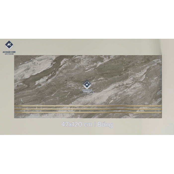 Gạch ốp lát cầu thang xám vân đá khắc kim nhũ vàng 47x120cm