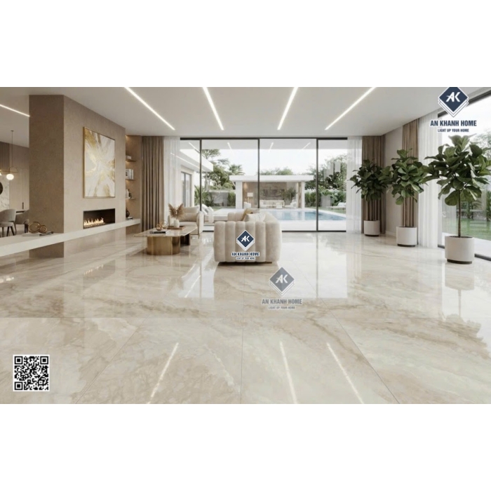 Gạch Malaysia 60x120 màu kem Alchemy vân đá Marble bóng kiếng