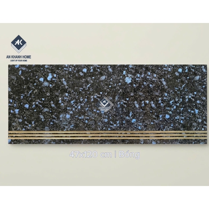 Gạch bậc cầu thang 47x120 giả đá hoa cương xanh đen nhũ vàng