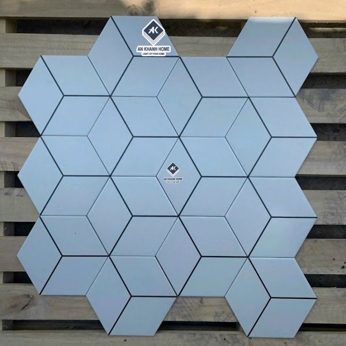 Gạch lục giác 200x230 hình thoi màu trắng xám nhạt