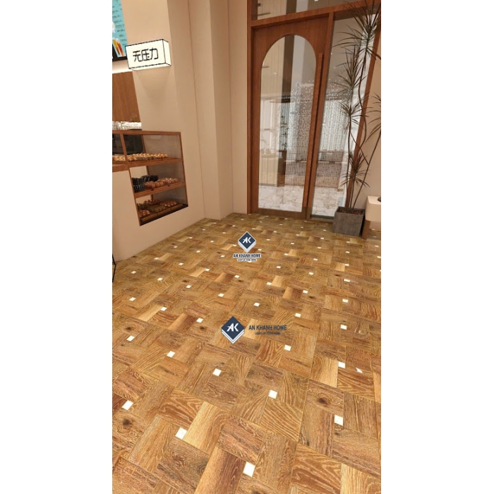 Gạch giả gỗ 60x60 ghép khối vuông marble trắng             