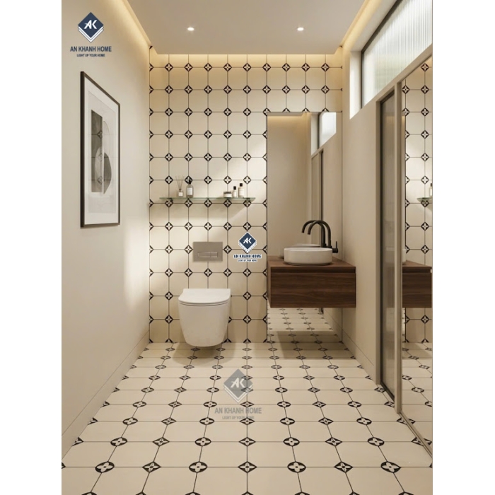 Gạch bông 40x40 hoa văn cổ điển hoạ tiết đối xứng
