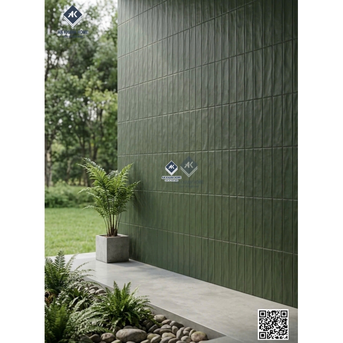 Gạch giả thẻ xanh lượn sóng 40x80cm ốp trang trí