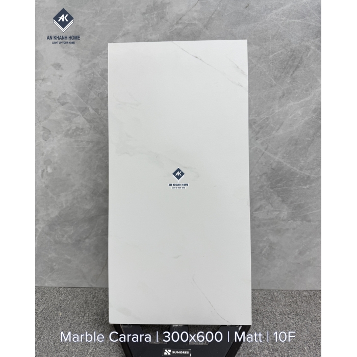 Gạch Ấn Độ 30x60 trắng vân khói Marble Carara bề mặt mờ