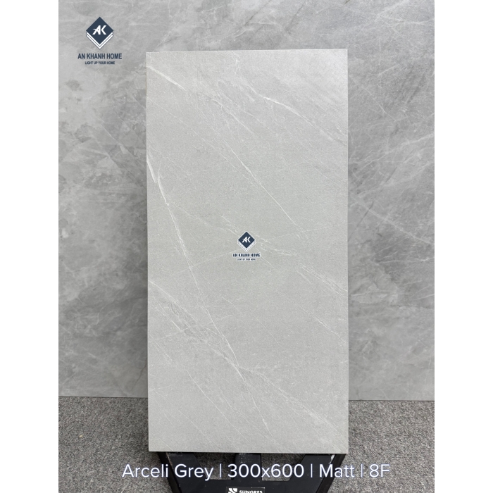 Gạch Ấn Độ 30x60 Xám Vân Đá Arceli Grey Bề Mặt Mờ