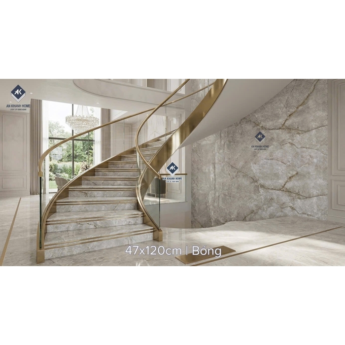 Gạch lát bậc cầu thang xám marble nhũ vàng 47x120 trung quốc