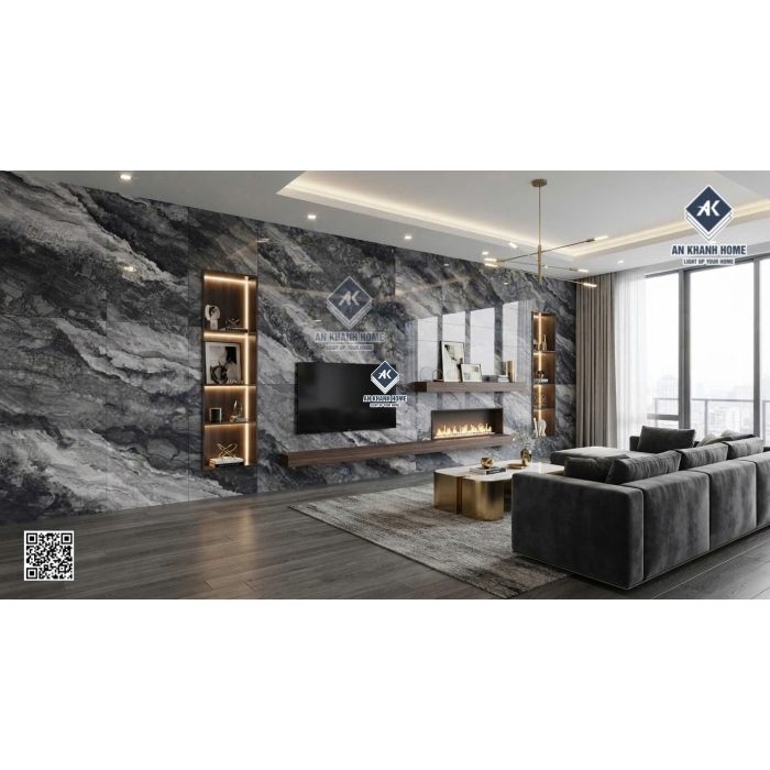 Gạch vân đá xám đen bóng kiếng 60x120 Malaysia