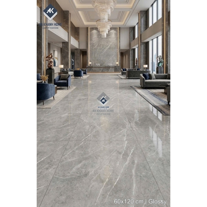 Gạch ốp lát ấn độ 60x120 màu xám vân đá bóng kính