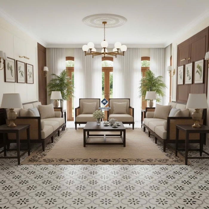 Gạch bông giả cổ 30x30 hoạ tiết hoa thị