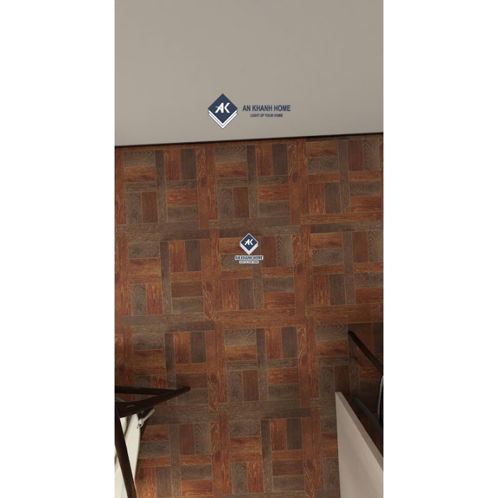 Gạch giả gỗ nâu óc chó 60x60 hoạ tiết ngang dọc               
