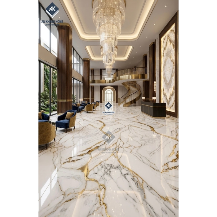 Gạch ốp lát ấn độ 60x120 trắng vân nhũ vàng đẹp sang trọng