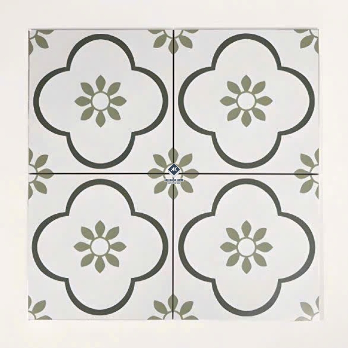 Gạch bông xương đá 30x30 hoa mai xanh