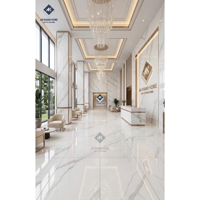 Gạch lát nền ấn độ 60x120 bóng kính trắng vân xám