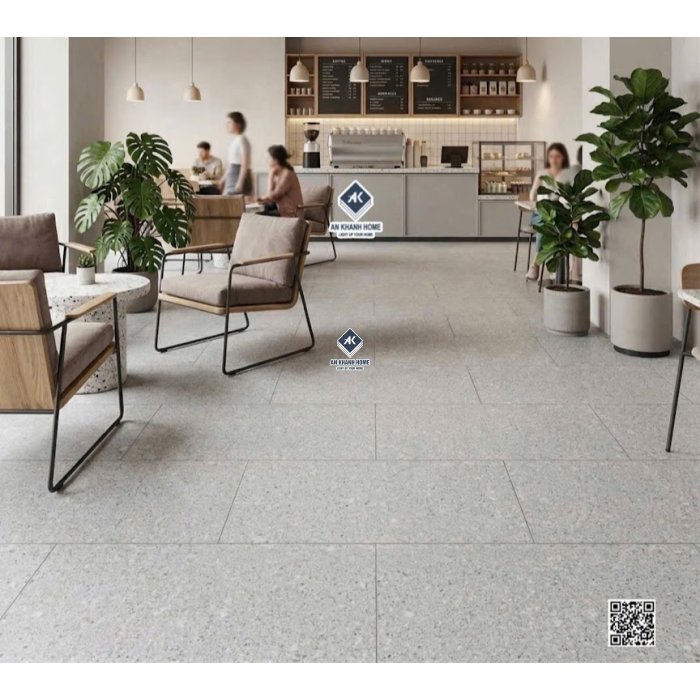 Gạch terrazzo xám nhạt 60x120 đá mờ kis cao cấp