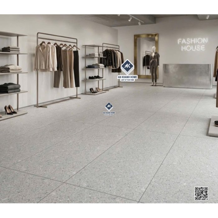 Gạch terrazzo xám nhạt 60x120 đá mờ kis cao cấp