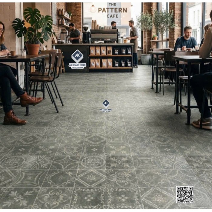 Gạch bông 40x40 cổ điển hoa văn màu xanh