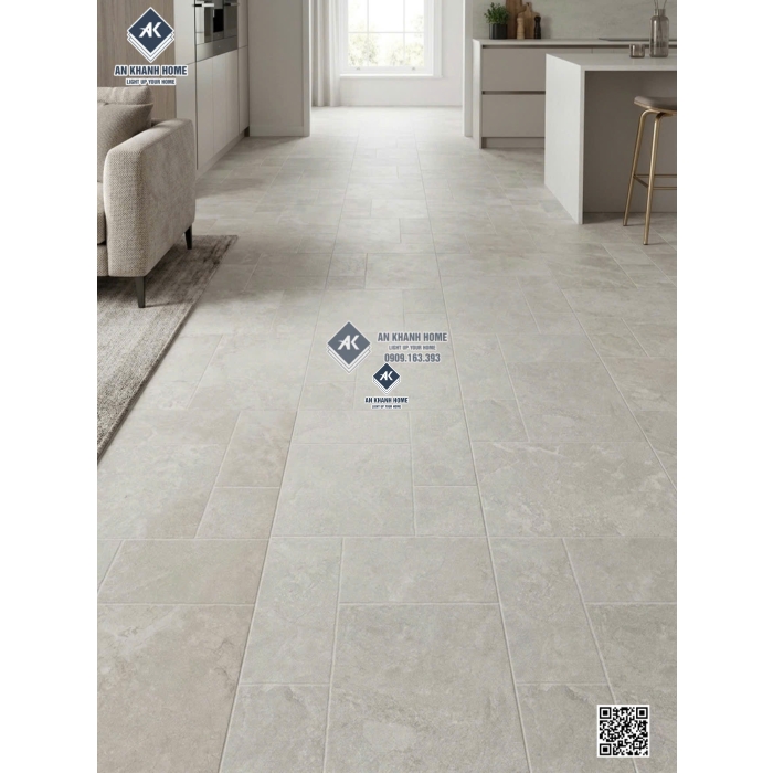 Gạch 60x120 nhiều Modul mờ Travertine giả đá ghép màu xám trắng