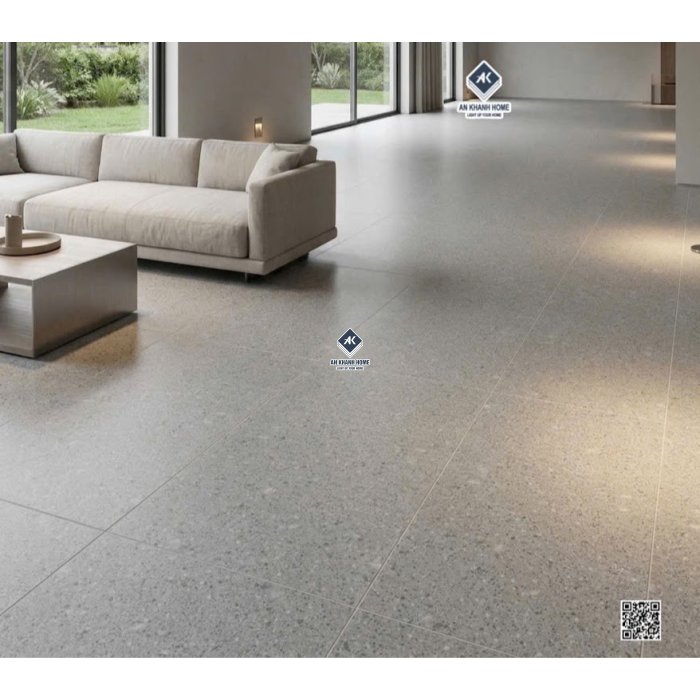 Gạch terrazzo xám nhạt 60x120 đá mờ kis cao cấp