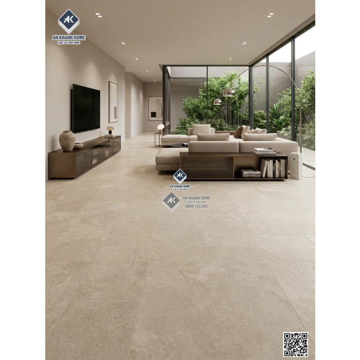 Gạch 60x120 Castle ghép Modul mix size màu kem mờ