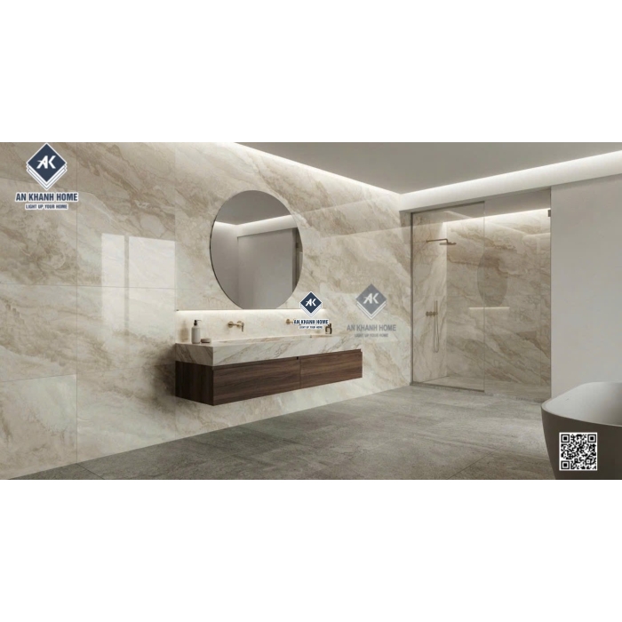 Gạch Malaysia 60x120 màu kem Alchemy vân đá Marble bóng kiếng