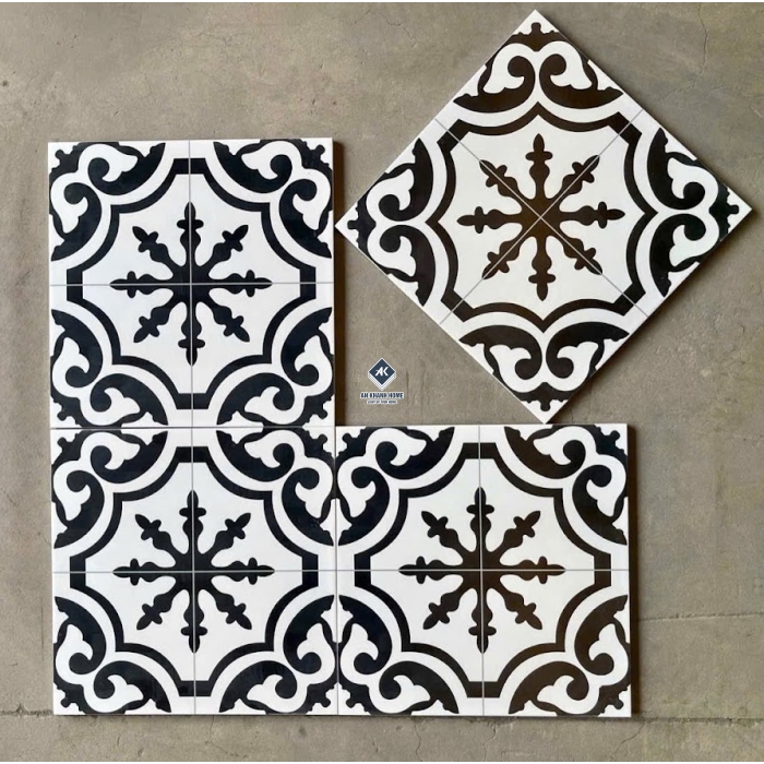 Gạch bông 30x30 cổ điển hoạ tiết đen