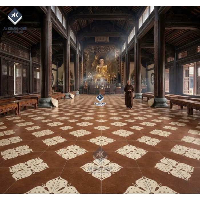 Gạch bông 30x30 men mờ hoạ tiết hoa 4 cánh cổ điển