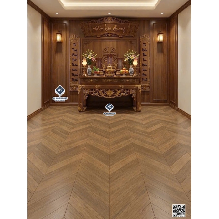 Gạch giả gỗ màu nâu trầm vân xương cá 60x120cm