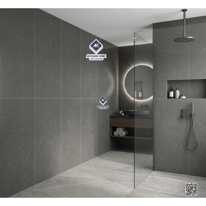 Gạch ốp lát kis 60x120 bề mặt màu xám đậm
