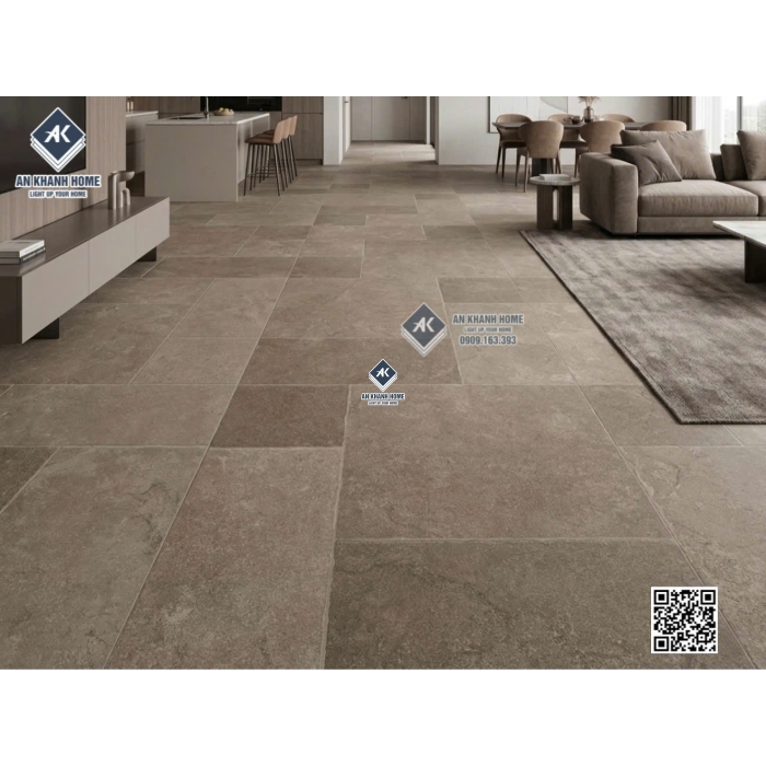 Gạch giả đá ghép Modul 60x120 vân đá Travertine màu nâu hiệu ứng       