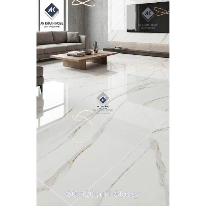 Gạch lát nền ấn độ 60x120 trắng vân xám vàng bóng kính