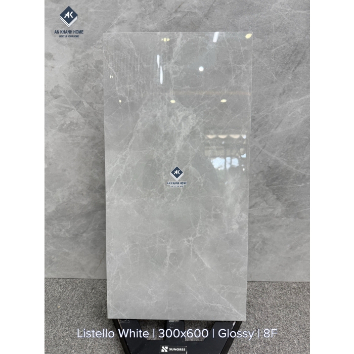 Gạch Ấn Độ 30x60 Xám Vân Đá Listello White Bề Mặt Bóng