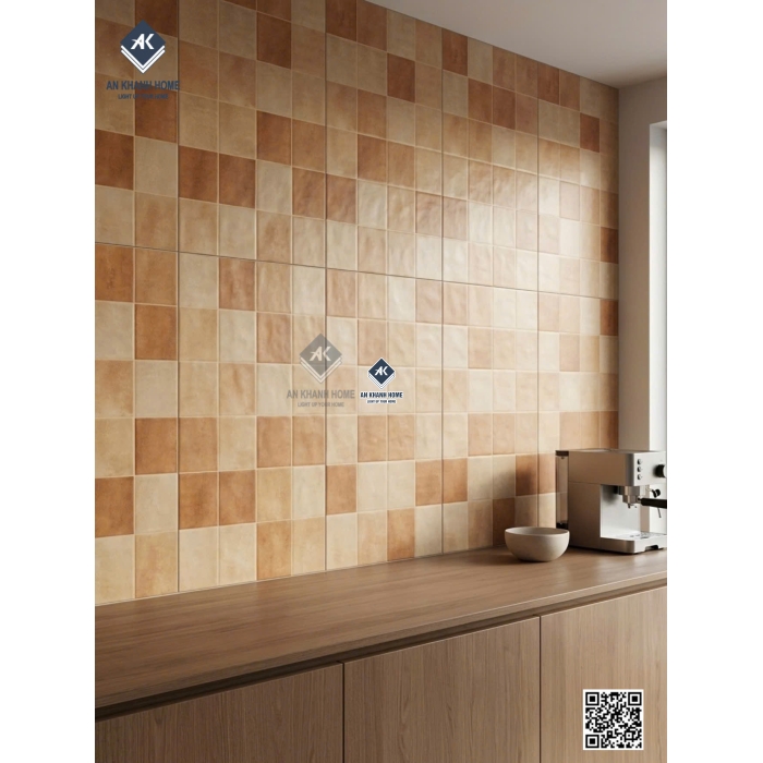 Gạch giả thẻ 40x80 bề mặt lượn sóng mix màu cam đất vàng kem