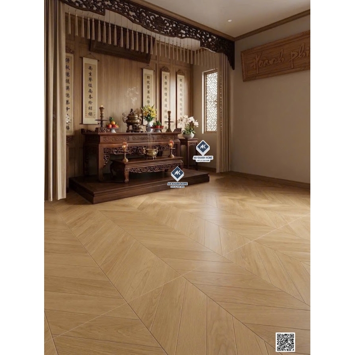 Gạch nhập khẩu giả gỗ 60x120 vân xương cá màu vàng