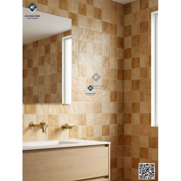 Gạch giả thẻ 40x80 bề mặt lượn sóng mix màu cam đất vàng kem